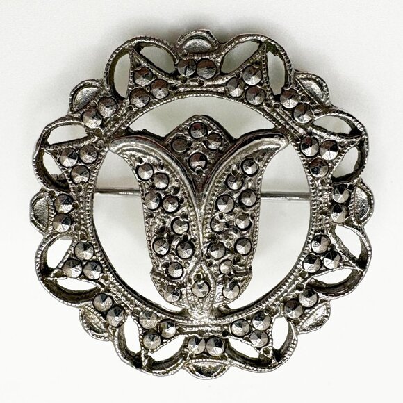 Jewelry - Vintage Marcasite Style Tulip Floral Brooch
